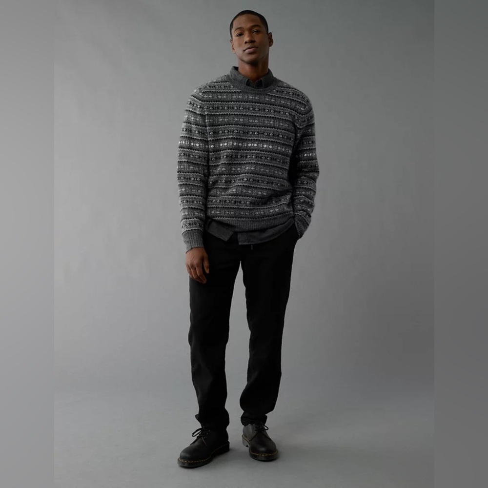 American Eagle Cozy Cabin Fair Isle Wool Cotton Blend Sweater Mens Size L